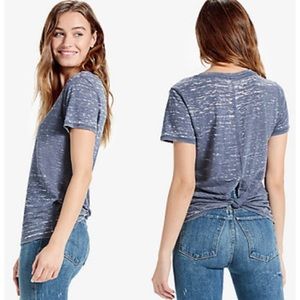 Lucky Brand Tie Back Short Sleeve V Neck Burnout T